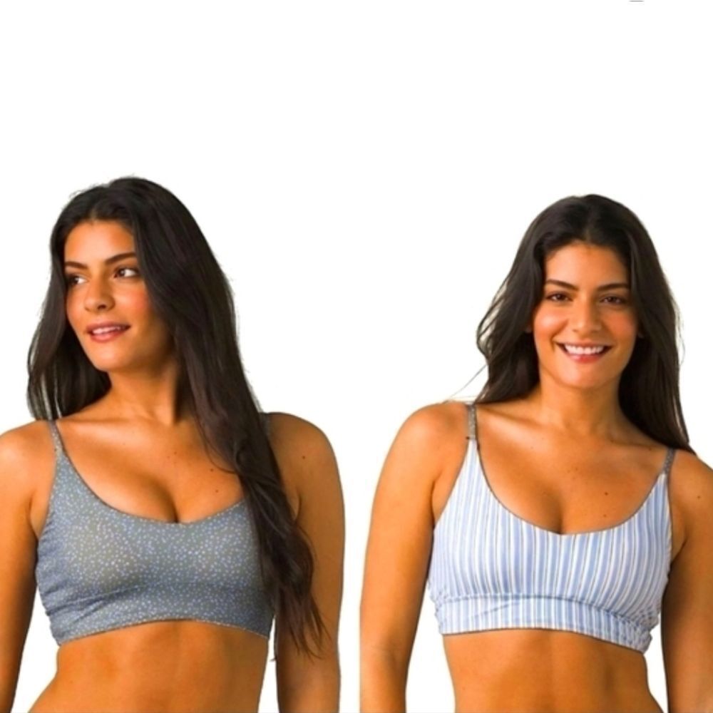 Prana Willow Falls Reversible Bikini Top Sz Sm Army Spots UPF 50+